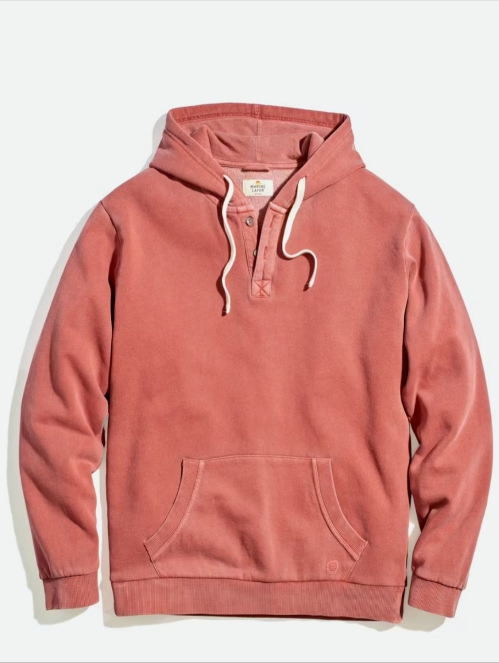 NWT Marine Layer Garment Dye Henley Hoodie Chutney. Size XXL
